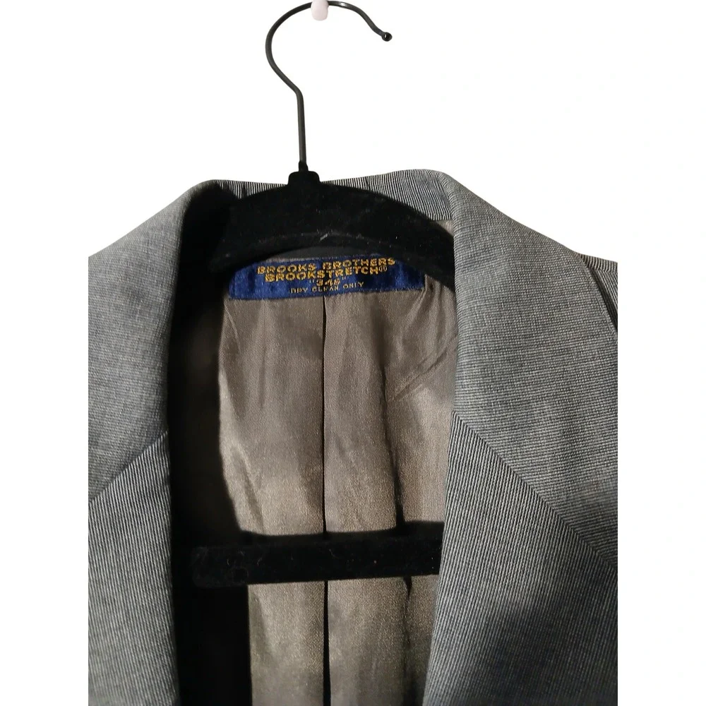 Brooks Brothers Mens Grey Stretch Wool Suit Blazer Jacket Sport Coat Size 44R‎